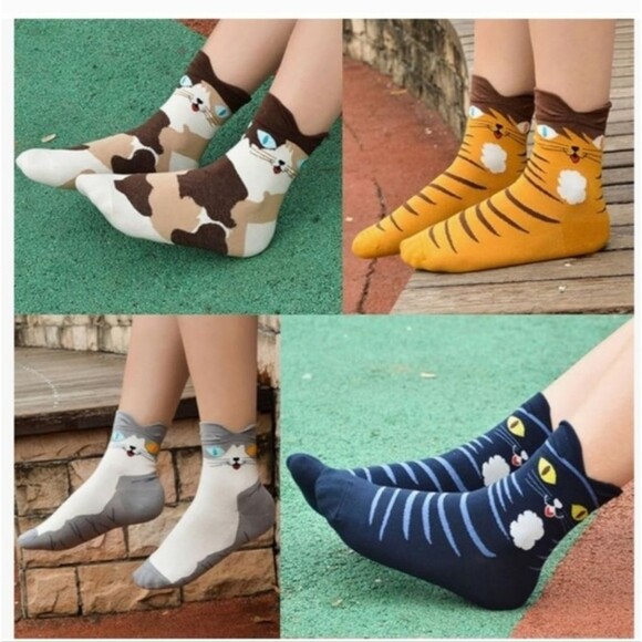 Cat Patterned Socks Set - Multicolor - Picture 3 of 6